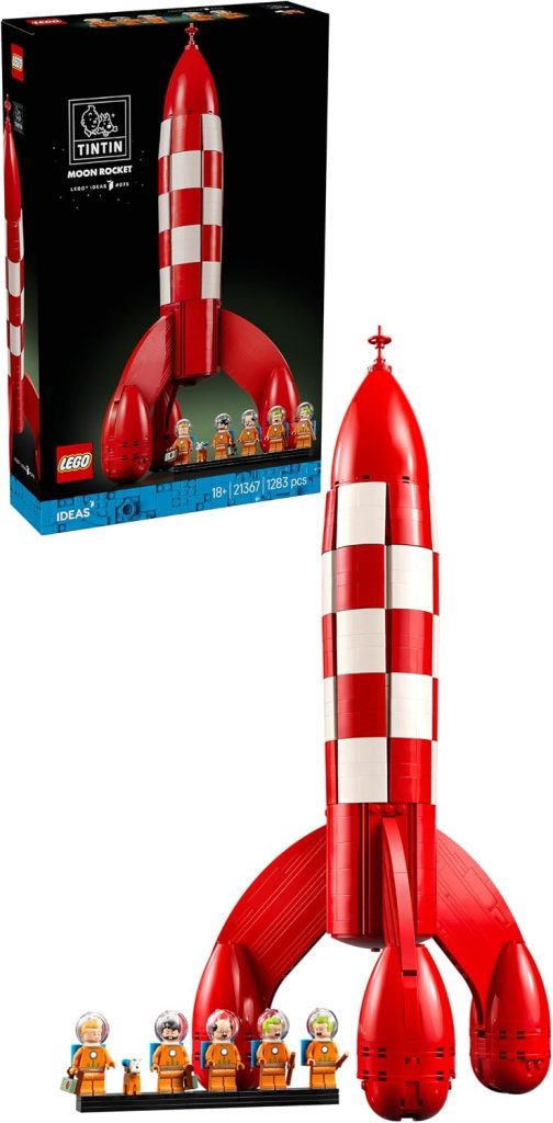 LEGO Ideas La fusée de Tintin 21367 | Set pour adulte, décoration de bureau DIY, 5 minifigurines, navette spatiale, Milou le Chien, idée cadeau, 1283 pièces