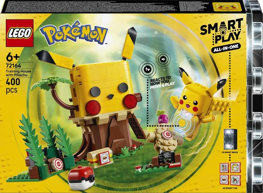 LEGO Pokémon Smart Play : Pikachu et la cabane d’entraînement 72164 | SMART Brique & Chargeur inclus, set Tout-en-un, 4 Tags, 1 Figurine, idée cadeau pour garçon ou fille dès 6 ans, 400 pièces
