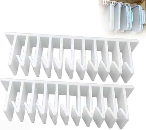 Lid Loft Lid Organizer, 10-Slot LidLoft Hanging Organizer in Cabinet 2PC | Under Cabinet Lid Organizer for Food, Cabinet Mounted Kitchen Lid Rack for Plastic Keeps Food-container Lids Upright (White)