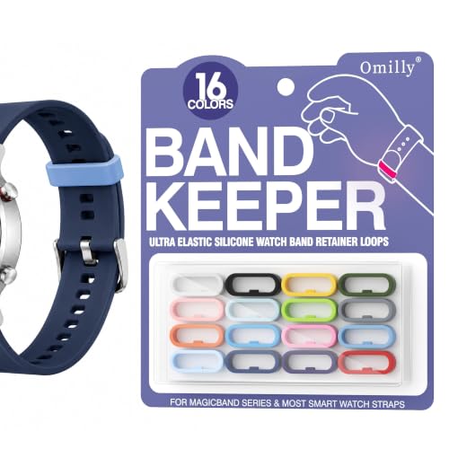 Magic Band Locks, Band Keepers 16 Pack Multi-Color Silicone Watch Band Holder, Compatible with Disney Magic Bands 1.0/2.0, Fitbit Charge, Garmin Vivofit, Smart Watch Fitness Tracker Straps