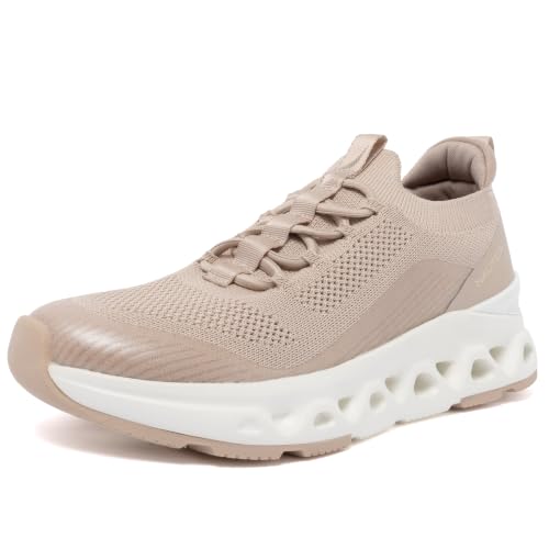 Nautica Women's Lace-Up Sneakers Lightweight Knit Athletic Walking Shoes Casual Footwear,Havern, Frappe, Size 10