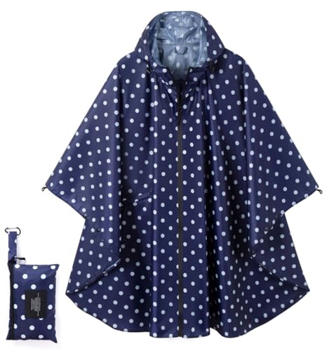 POWINSUN Fashion Hooded Rain Poncho Waterproof Raincoat Jacket with Pocket for Women/Men/Adult