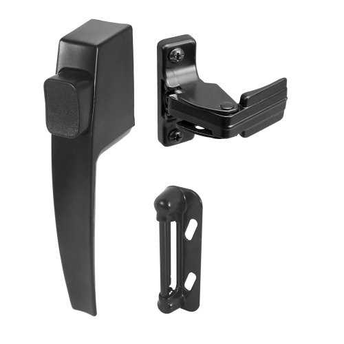 PRIME-LINE Push Button Latch Set for Screen & Storm Doors, Black (1 Set)