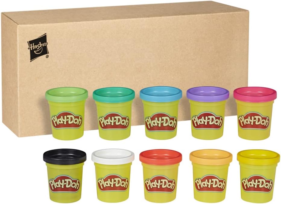 Play-Doh, Pack de 10 Pots de Pâte à Modeler, 10 x 56 g, Couleurs Vives, Activités Créatives pour Filles et Garçons Dès 2 Ans, Idèe Cadeaux pour Anniversaires