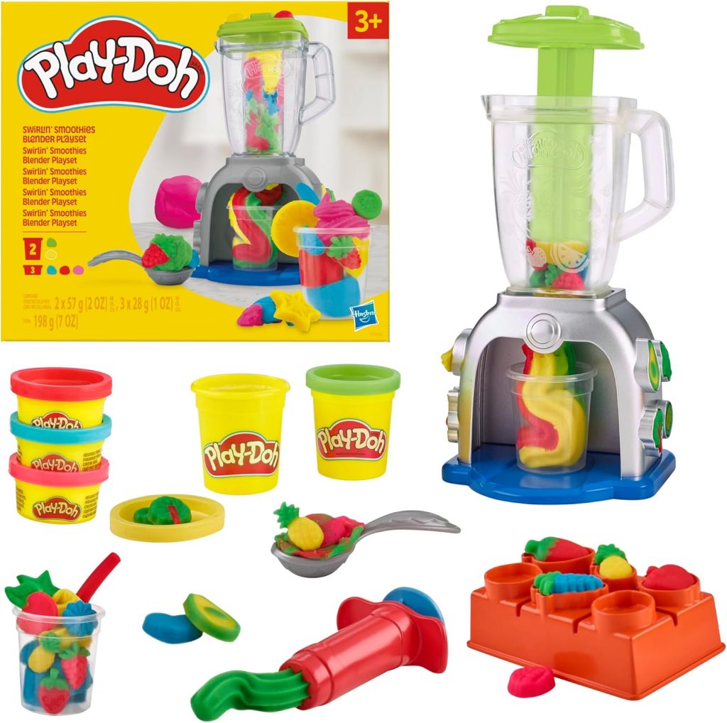 Play-Doh Tourbillon de Smoothies, Coffret Créatif avec 20 Accessoires et 8 Pots de Pâte à Modeler, Jouet Créatif pour Les Filles et Garçons dès 3 Ans