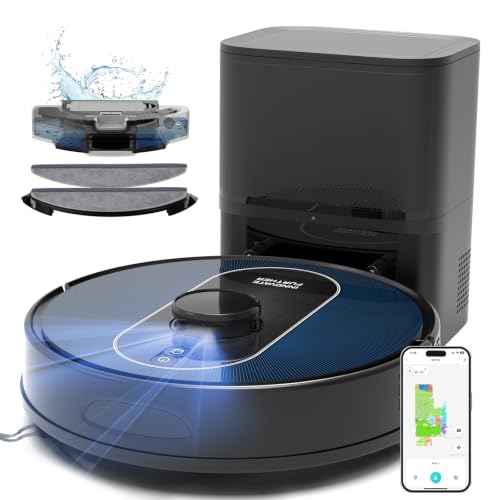 Robot Vacuum and Mop Combo, 6000Pa Powerful Suction, LiDAR, Self-Emptying