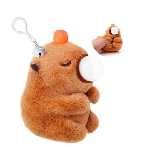 SASBSC Cute Capybara Plush Toy with Bubble Capibara Stuffed Animal for Back to School Gifts, Keychain & Backpack Charm, Desk Decor, Birthday Party Favor, Stress Relief Toys for Kids Aduts (Style A)
