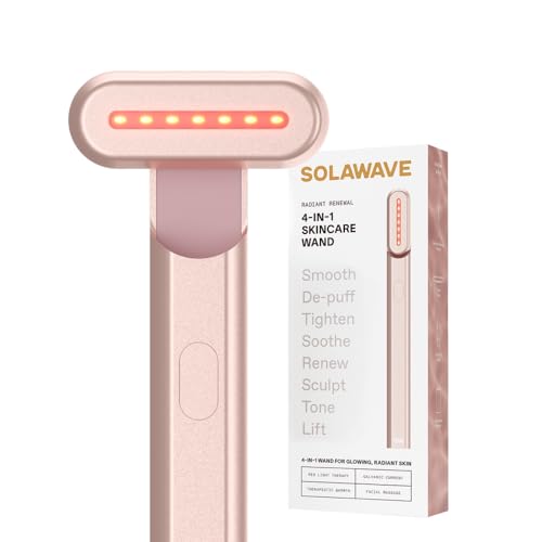 Solawave 4-in-1 Red Light Therapy Wand for Face & Neck (Rose Gold)