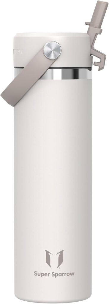Sparrow Botella Agua Acero Inoxidable 750ml Botella Termica Pajita - Termo | Cantimplora Antifugas Hermética, sin BPA, Apta Lavavajillas, Frío y Caliente, Deporte Gimnasio Viajar, SwivelSip Tapón Flex