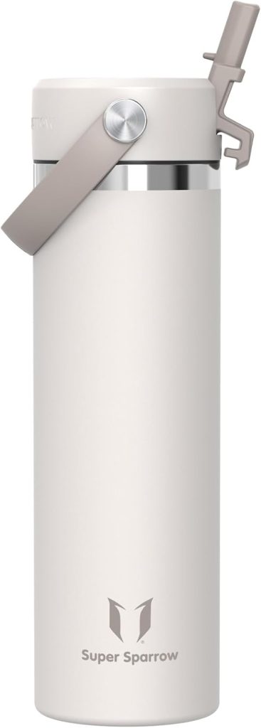 Sparrow Botella Agua Acero Inoxidable 750ml Botella Termica Pajita - Termo | Cantimplora Antifugas Hermética, sin BPA, Apta Lavavajillas, Frío y Caliente, Deporte Gimnasio Viajar, SwivelSip Tapón Flex