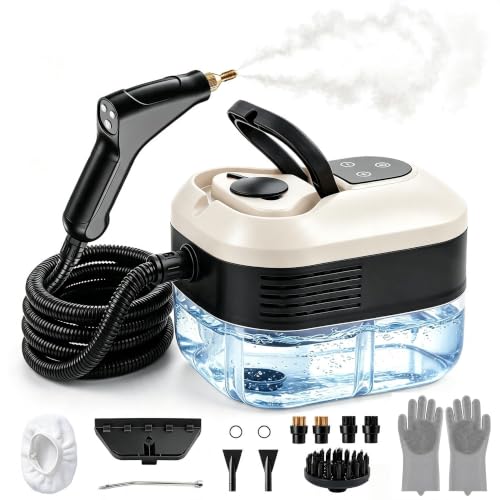 Steam Cleaner, Handheld Steam Cleaner for Cleaning, Portable Steam Cleaner with 6-Level Adjustable & Quick Heat-Up, Steam Cleaner for Home, Kitchen, Bathroom, Tile, Grout, Dirt, Car Detailing (White)