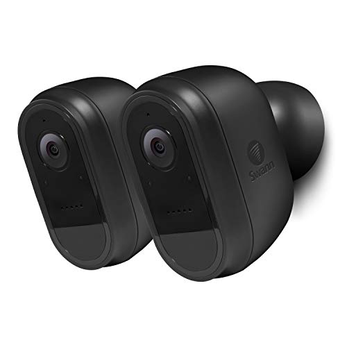 Swann 2 Pack Wire-Free 1080p Full HD Indoor & Outdoor Waterproof Recharcheable Security Camera with Night Vision, 2-Way Talk, Heat, Motion & Person Detection, Free Cloud & Local Recording.