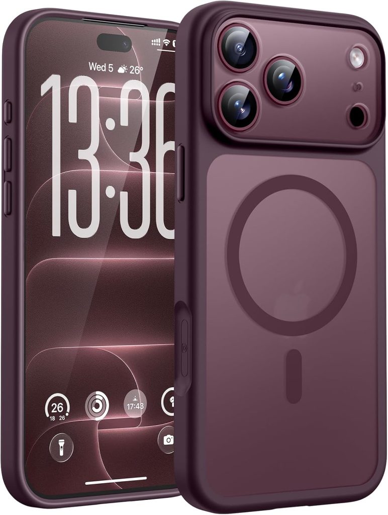 TOCOL Coque pour iPhone 18 Pro Max, Compatible avec MagSafe, Bordeaux | Anneau Magnétique Intégré, Protection de l'objectif Améliorée, Résistant aux Rayures, Case Dos Mat Translucide Fine Antichoc