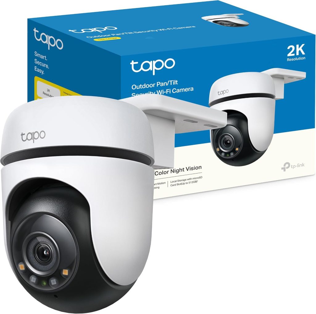 Tapo C510W - Cámara de Vigilancia WiFi Exterior 360º, 2K 3MP, Detección IA | Detección Movimiento, Personas y Manipulación. Visión Nocturna a Color. Alarma Luz y Sonido. Admite MicroSD. App Tapo. IP65.