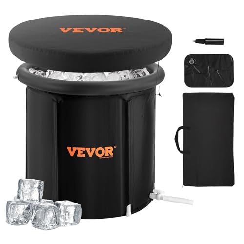 VEVOR Ice Bath Tub, Cold Water Therapy Plunge Tub for Athletes, Portable Outdoor Ice Barrel Plunge Pool for Recovery, 90 Gal Inflatable Folding Bathtub with Cover, Home Ice Pod for Adult, 32"Lx30"H