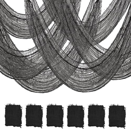 Yokodaza 6 Pack Halloween Creepy Cloth 30x72 Inch Halloween Decor - Black