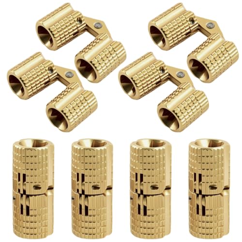 Zorveiio Brass Barrel Hinges 8PCS, 8mm Hidden Cylinder Hinges